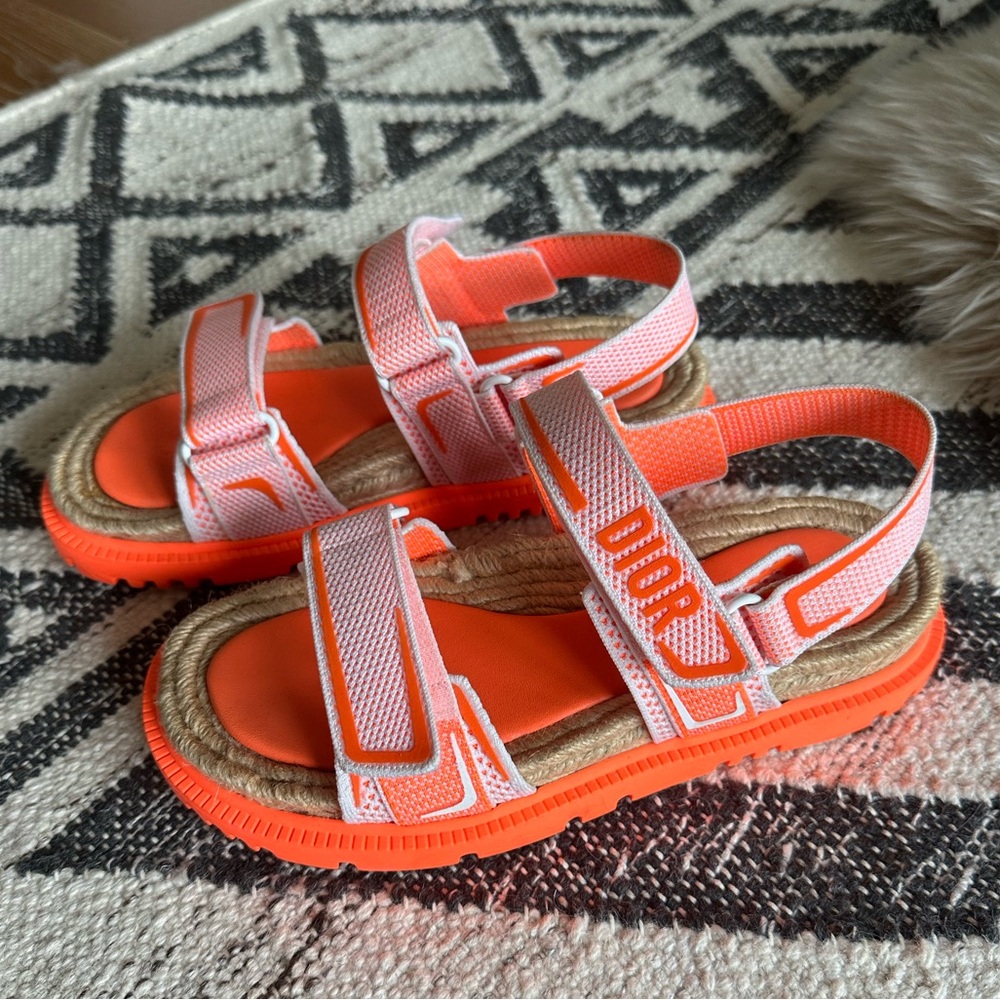 Dior Vibrant Orange and White Sandals